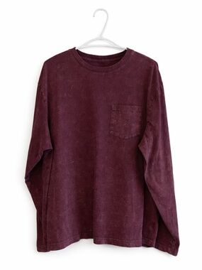 Original Use Deep Burgundy Stone Wash Long Sleeve Cotton Tee – Size XL EUC